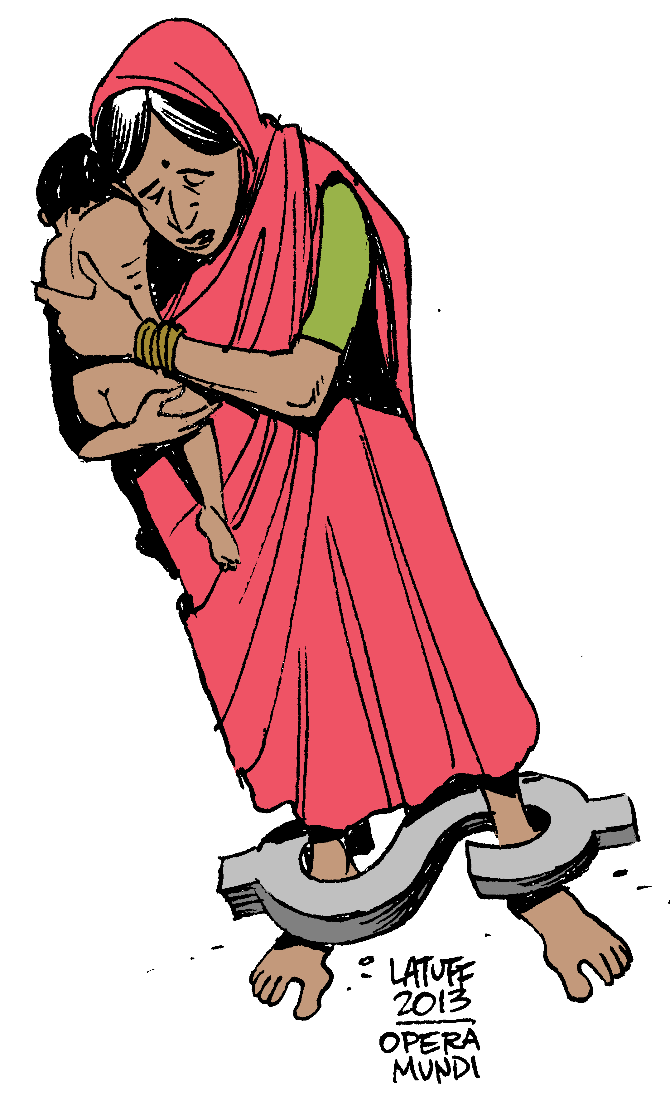 Political Cartoon: 30 million people are slaves, half in India