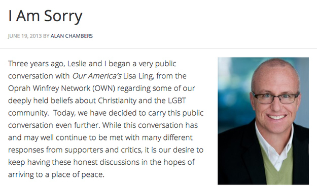 Group That Had Aimed To “Change” Gays To Shut Down, Leader Also Offered Apology