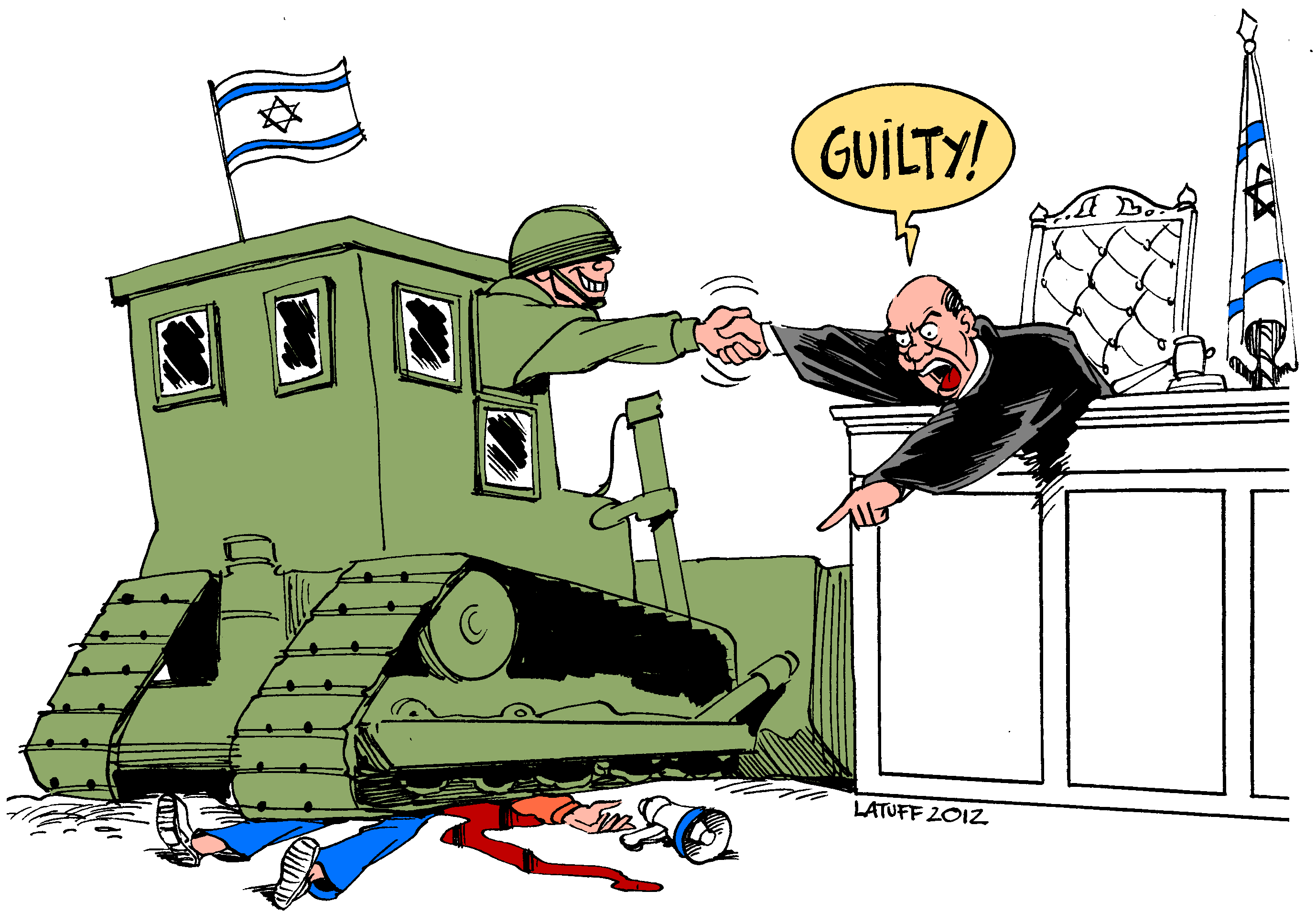 Political Cartoon: Israel “justice” blames Rachel Corrie for her own death!