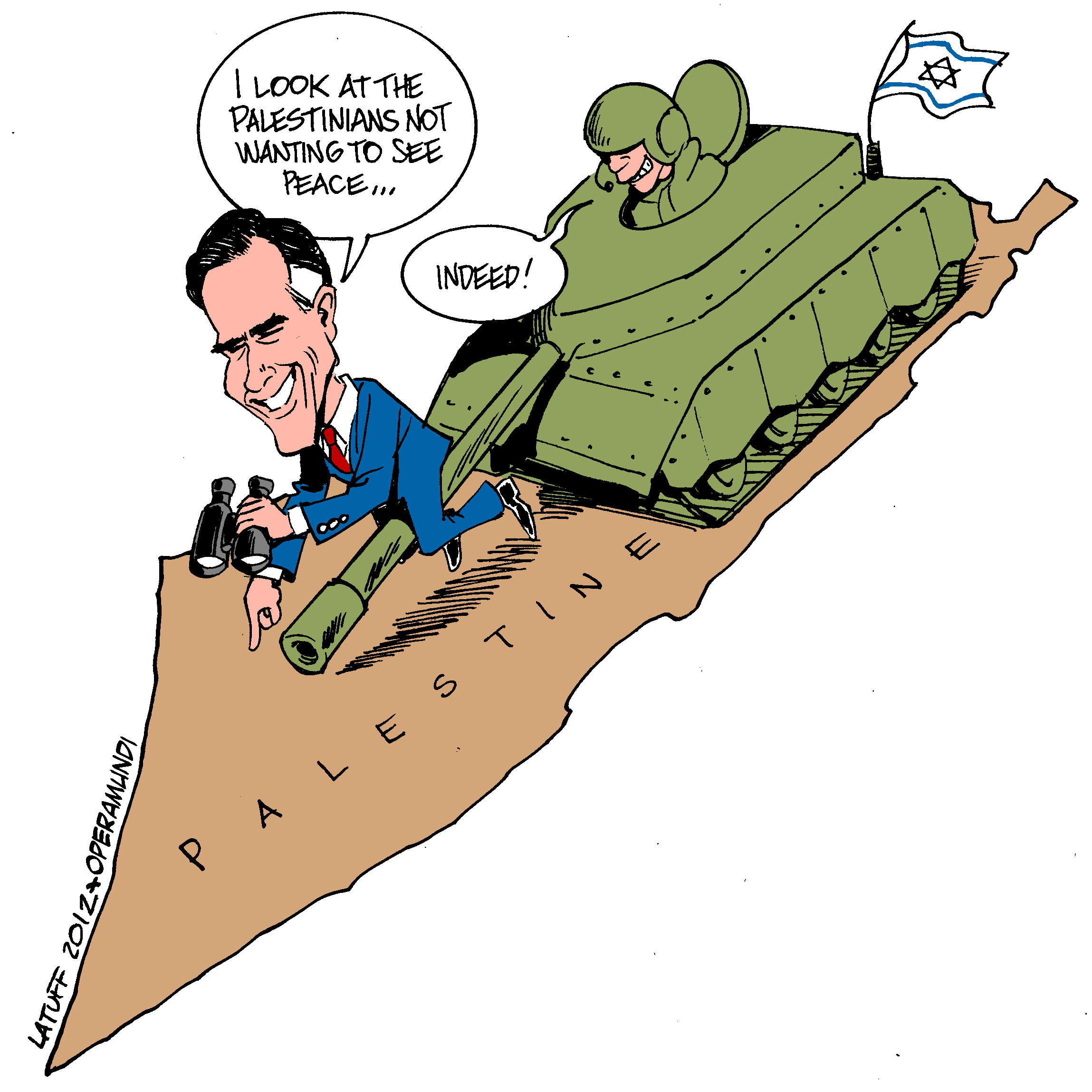 Political Cartoon: Mitt Romney pleasing Israel donors