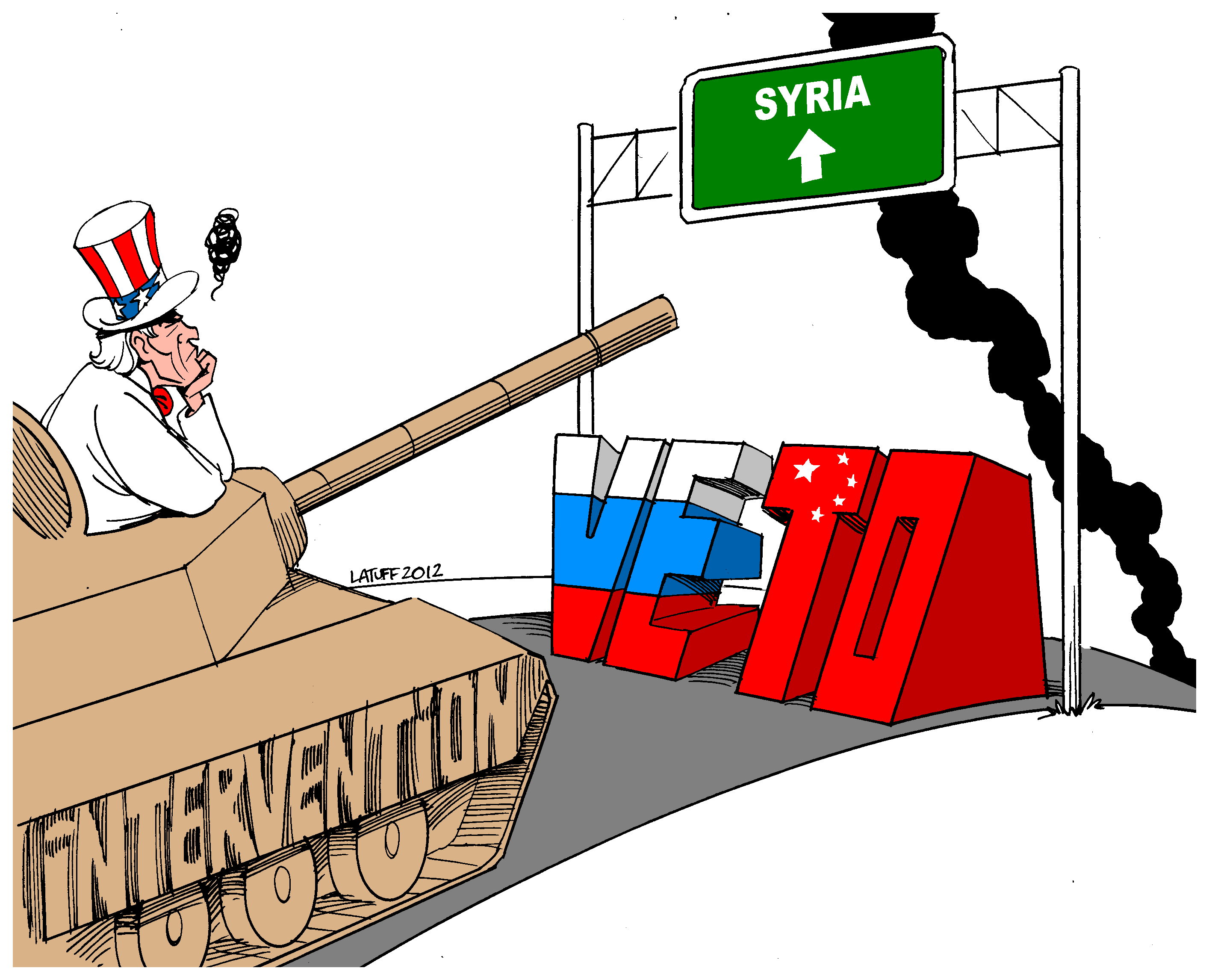Political Cartoon: Russia and China veto on US military intervention in Syria