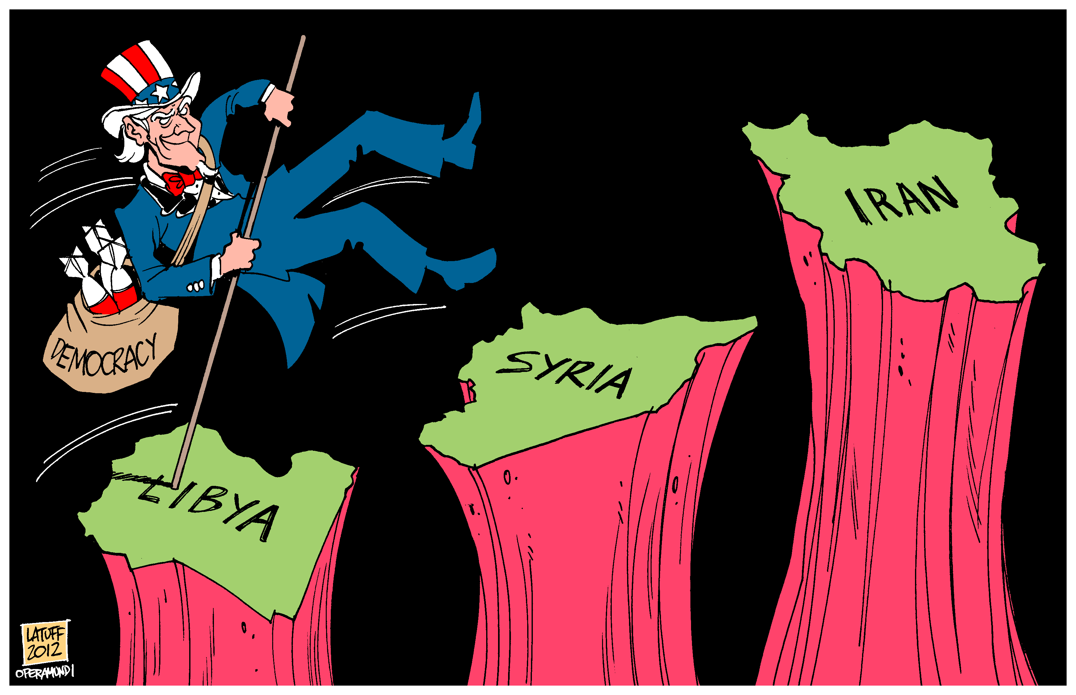 Political Cartoon: First Libya, then Syria and finally Iran